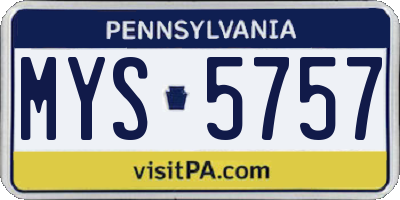 PA license plate MYS5757