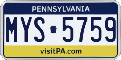 PA license plate MYS5759