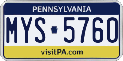 PA license plate MYS5760
