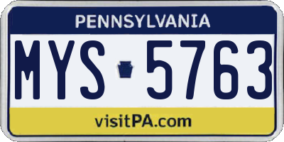 PA license plate MYS5763