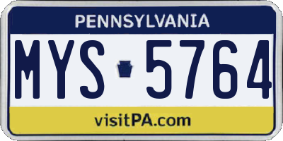 PA license plate MYS5764
