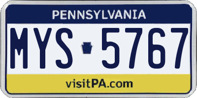 PA license plate MYS5767