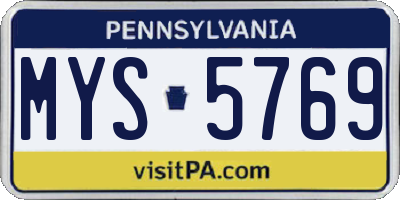 PA license plate MYS5769