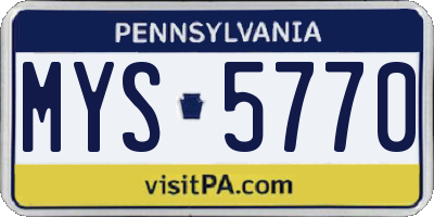 PA license plate MYS5770