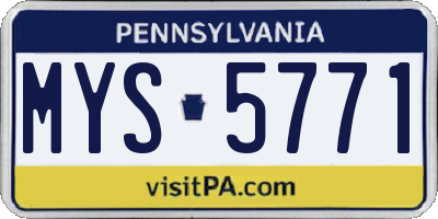 PA license plate MYS5771