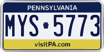 PA license plate MYS5773