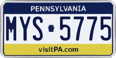 PA license plate MYS5775