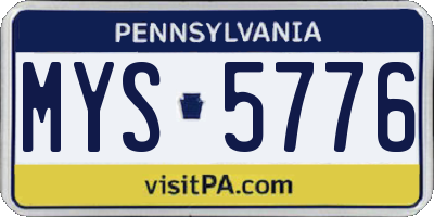 PA license plate MYS5776