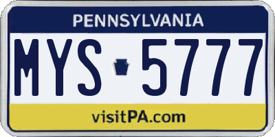 PA license plate MYS5777