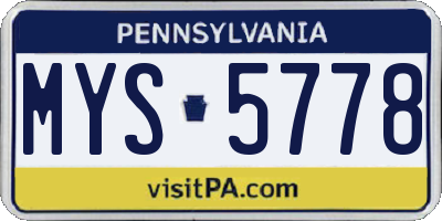 PA license plate MYS5778