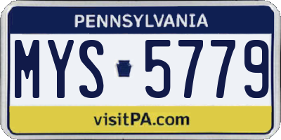 PA license plate MYS5779