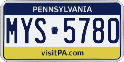 PA license plate MYS5780