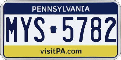 PA license plate MYS5782
