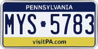PA license plate MYS5783