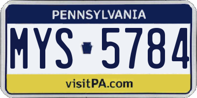 PA license plate MYS5784