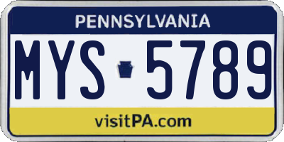 PA license plate MYS5789