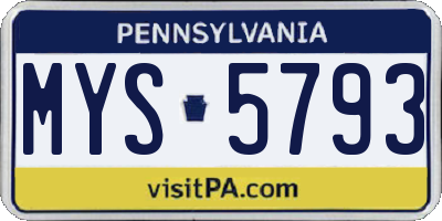 PA license plate MYS5793