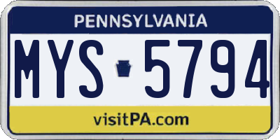 PA license plate MYS5794