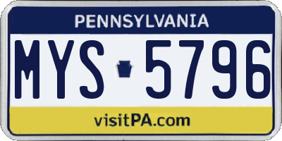 PA license plate MYS5796