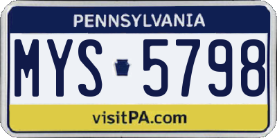 PA license plate MYS5798