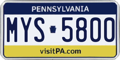 PA license plate MYS5800