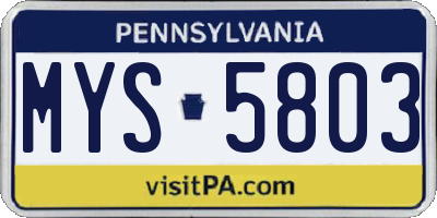 PA license plate MYS5803