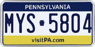 PA license plate MYS5804