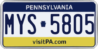 PA license plate MYS5805