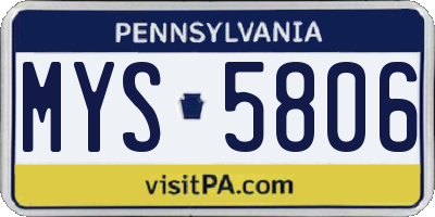 PA license plate MYS5806