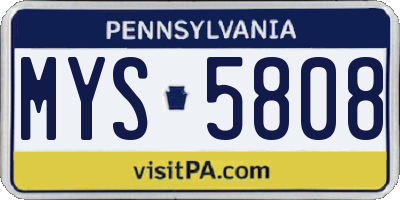 PA license plate MYS5808
