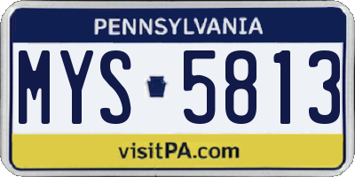 PA license plate MYS5813