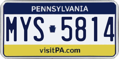 PA license plate MYS5814