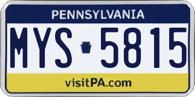 PA license plate MYS5815