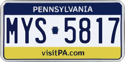 PA license plate MYS5817