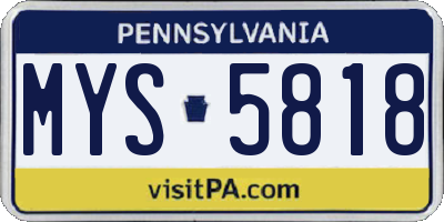 PA license plate MYS5818