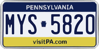 PA license plate MYS5820