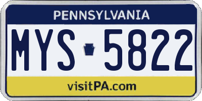 PA license plate MYS5822