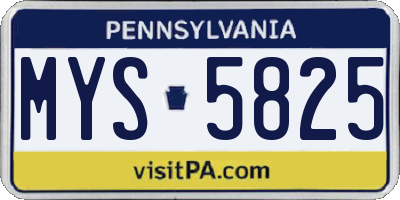 PA license plate MYS5825