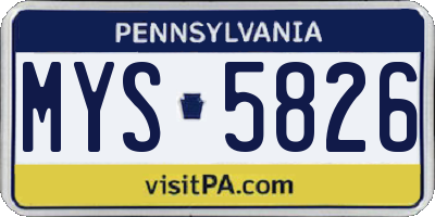 PA license plate MYS5826