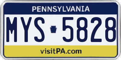 PA license plate MYS5828