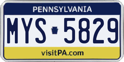PA license plate MYS5829