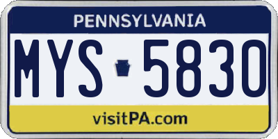 PA license plate MYS5830