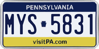 PA license plate MYS5831