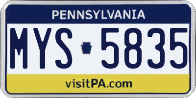 PA license plate MYS5835