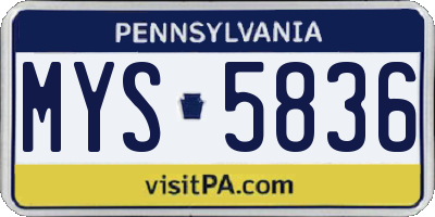 PA license plate MYS5836