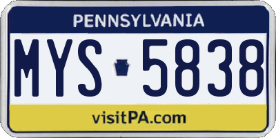 PA license plate MYS5838