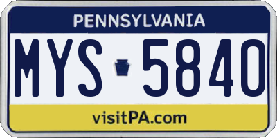 PA license plate MYS5840
