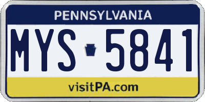 PA license plate MYS5841