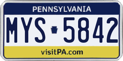 PA license plate MYS5842