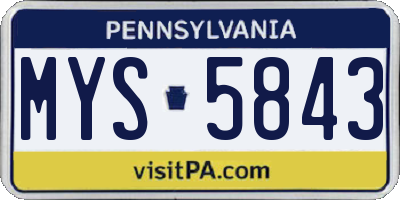 PA license plate MYS5843